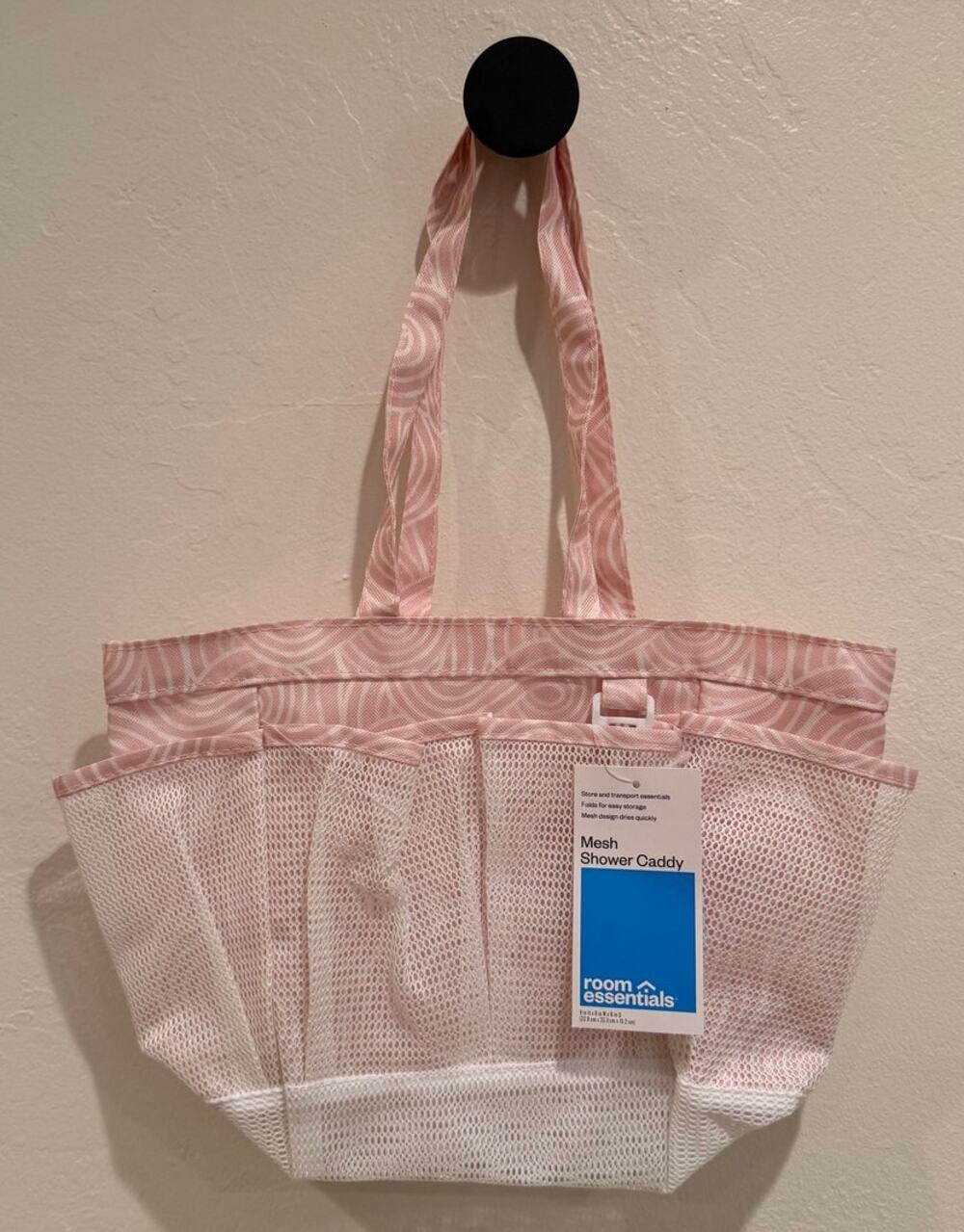 Room Essentials Pink White Mesh Shower Caddy Tote Bag NEW